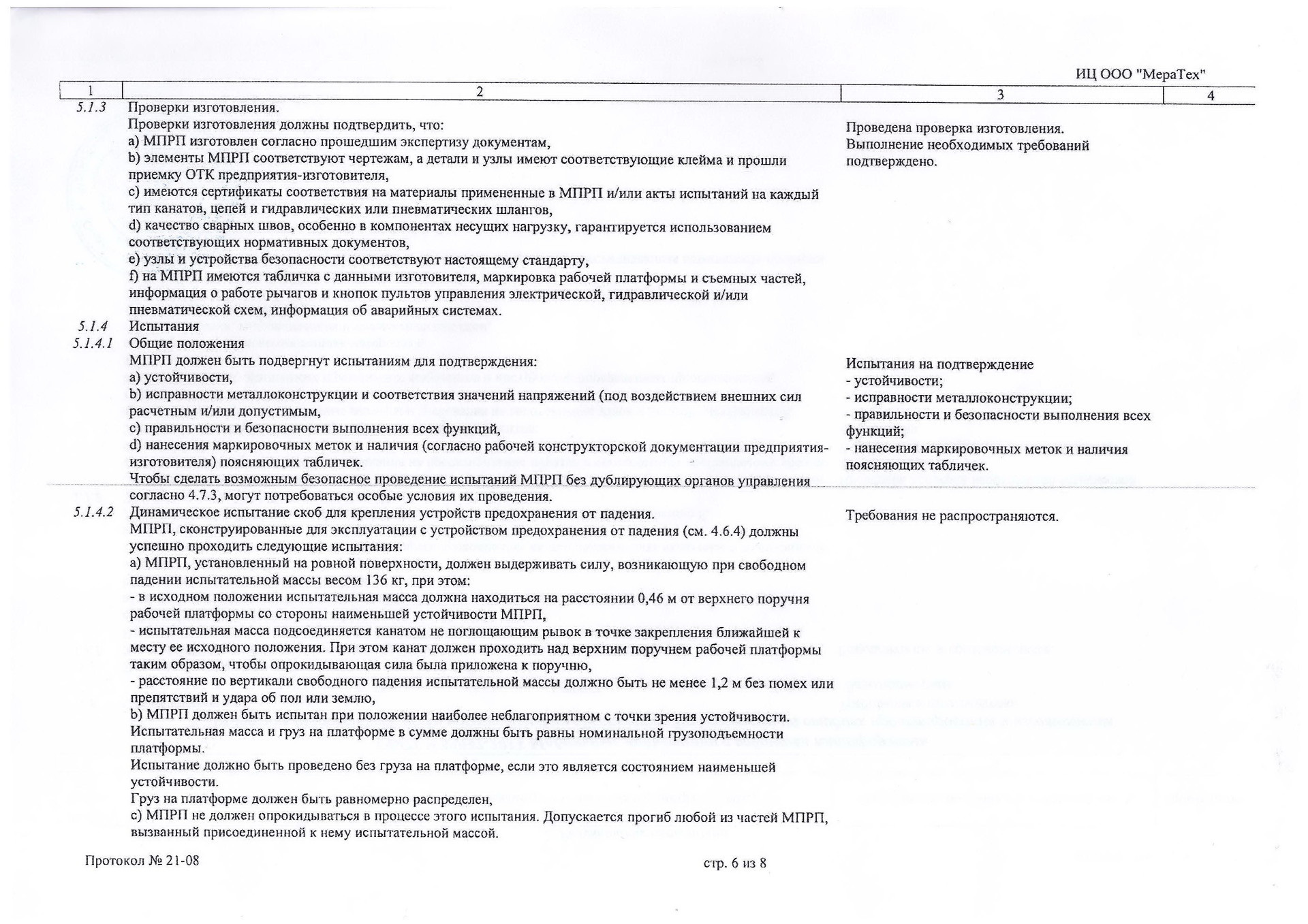 Протокол испытаний подъемника GTWY стр.6