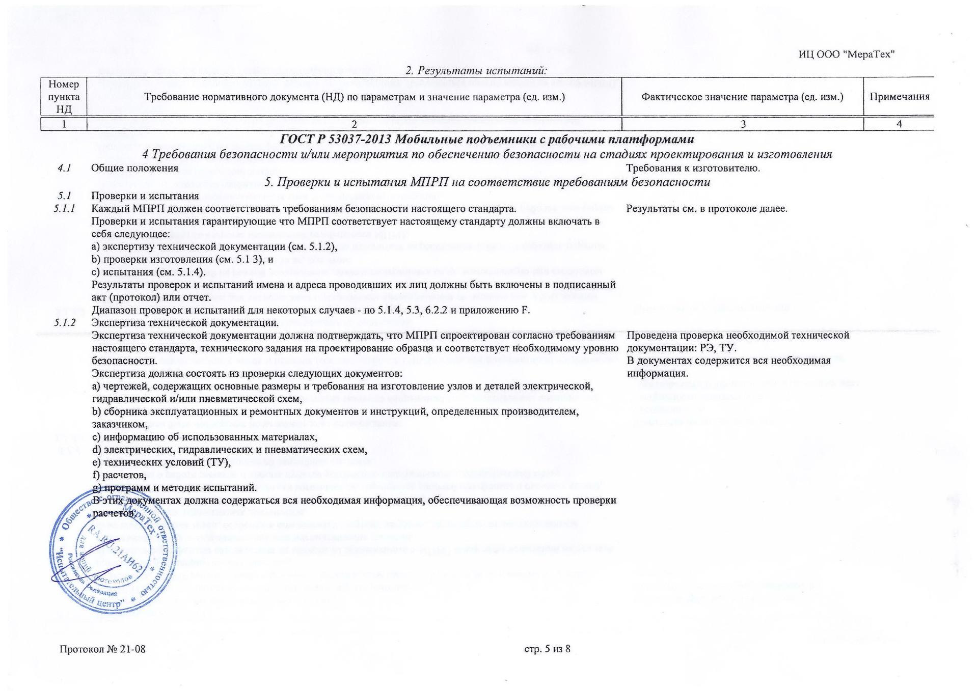 Протокол испытаний подъемника GTWY стр.5